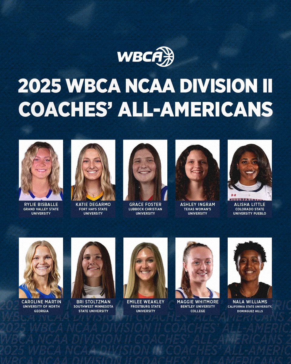 2025 WBCA NCAA Division II Coaches’ All-Americans!

#WBCA | 🔗 wbca.org/news/ncaa-divi…