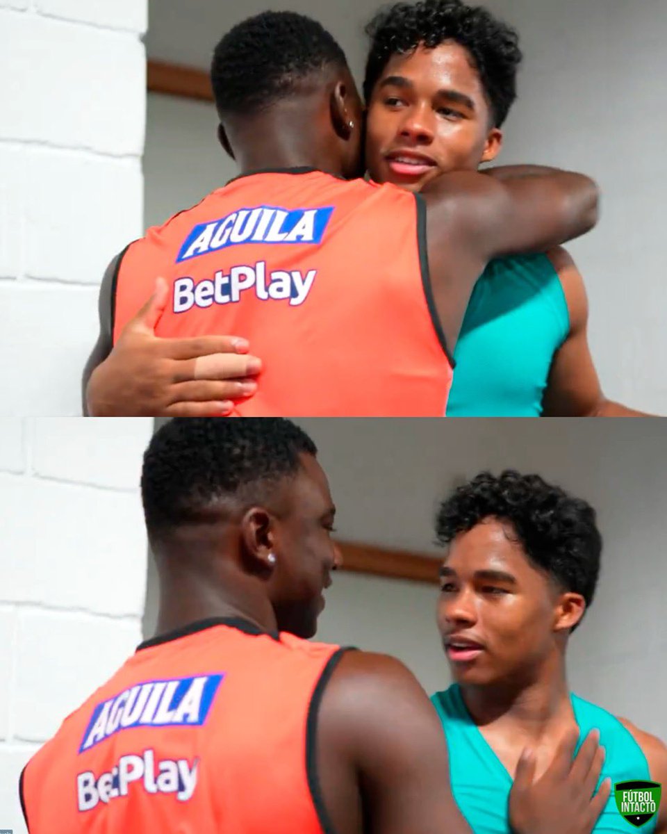 FutbolIntacto's tweet photo. El abrazo entre Marino Hinestroza y Endrick previo al Brasil vs Colombia. 🥹🇧🇷🇨🇴 https://t.co/k7BuwnCA1i