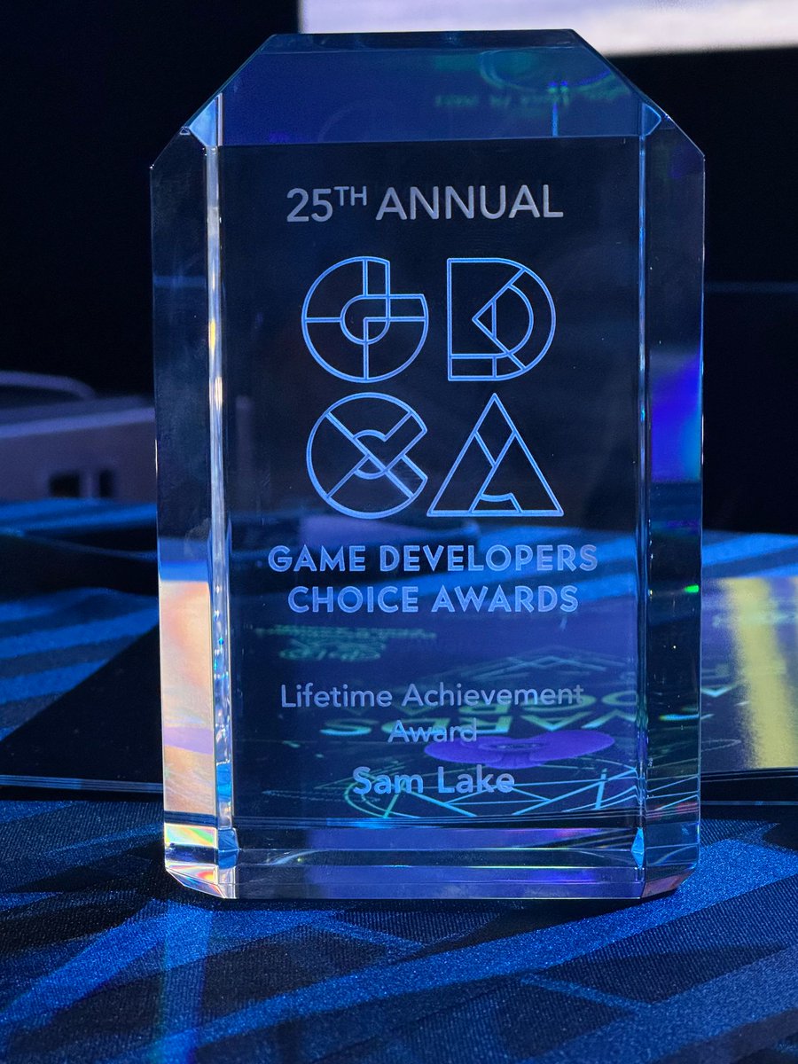 Our Creative Director Sam Lake with his Lifetime Achievement Award from the GDCA. 

Sam accepted his award last night from Matthew Porretta, the actor for Alan Wake and long-time collaborator with Remedy. "He creates with a giving spirit, he sees people's greatest potential and