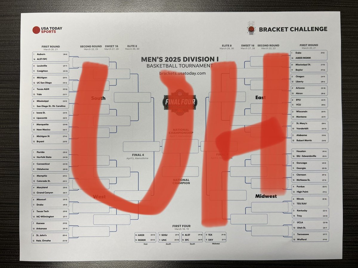 DTGotera's tweet photo. I filled out my bracket. 

Go get ‘em, @UHCougarMBK. Go Coogs! https://t.co/6h3cuCkt0e