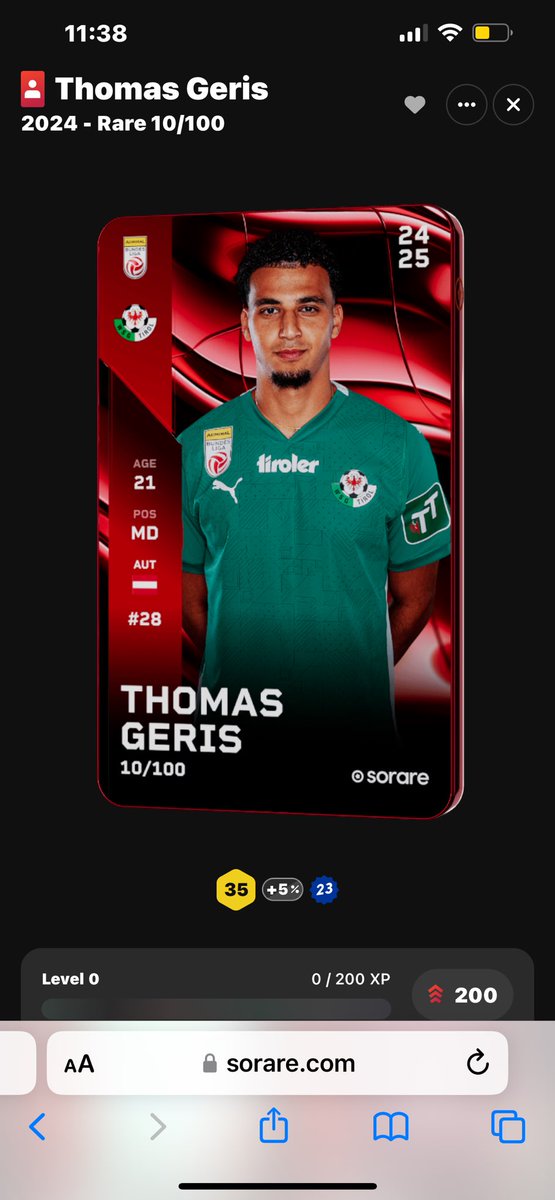 Bought a few cards for the double up essence. So time to giveaway some cards. To start things off let’s go for a rare. 
To enter please follow, like, retweet and comment your Sorare username GL