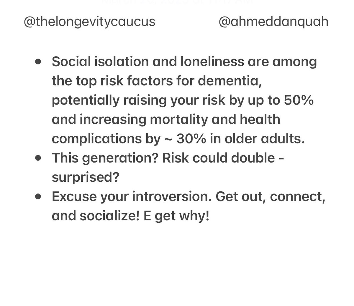 Let’s join the fight against social isolation and LinkedIn a better health and wellbeing 🫶🏽 youtube.com/@TheLongevityC… - please subscribe for more🫂