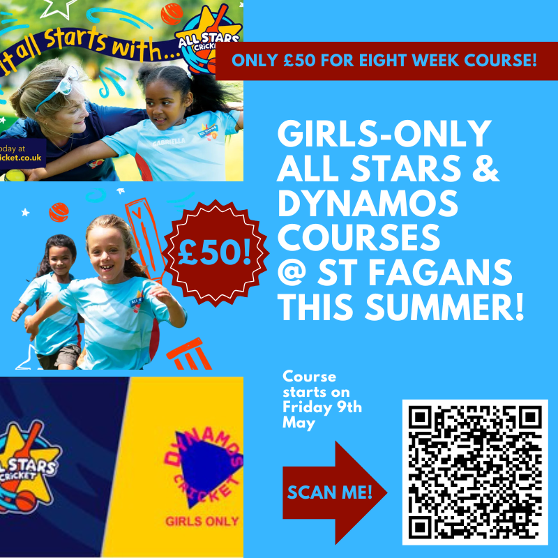 StFagansCricket's tweet photo. Following the launch of All Stars &amp; Dynamos this week, we're also pleased to announce we'll be running girls-only programmes at St Fagans this summer.

To sign-up your daughter, please visit the links below.  

All Stars:https://t.co/bBJNf8SPFe

Dynamos:https://t.co/eNQuNNuQeI https://t.co/4mdIqZJ4aT