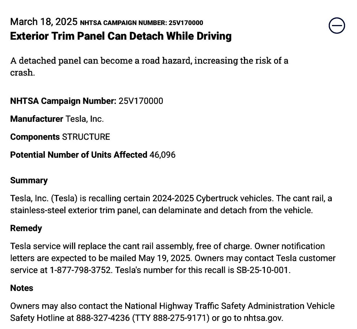 BigBlueWaveUSA's tweet photo. Elon Musk, notorious for cutting safety corners to save a buck (which is another reason to boycott), has been forced to recall 45,000 Tesla Cyber Trucks because of an attachment that can fall off because it was GLUED ON. https://t.co/UEUYnRq1Ww