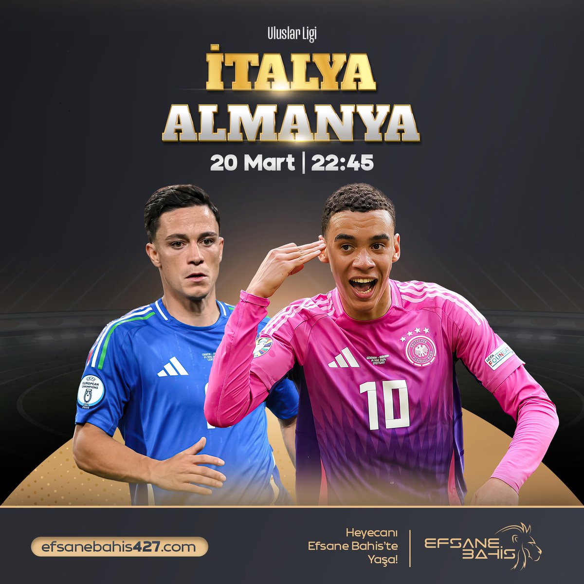 Efsane Bahis'le Perşembe Bülteninde Efsane Karşılaşmalar Sizlerle!

 ⚽️#Türkiye - #Macaristan 
 ⚽️#İtalya  -  #Almanya

 Efsane Oranlarla Bahis Almak İçin:efsanebahis427.com