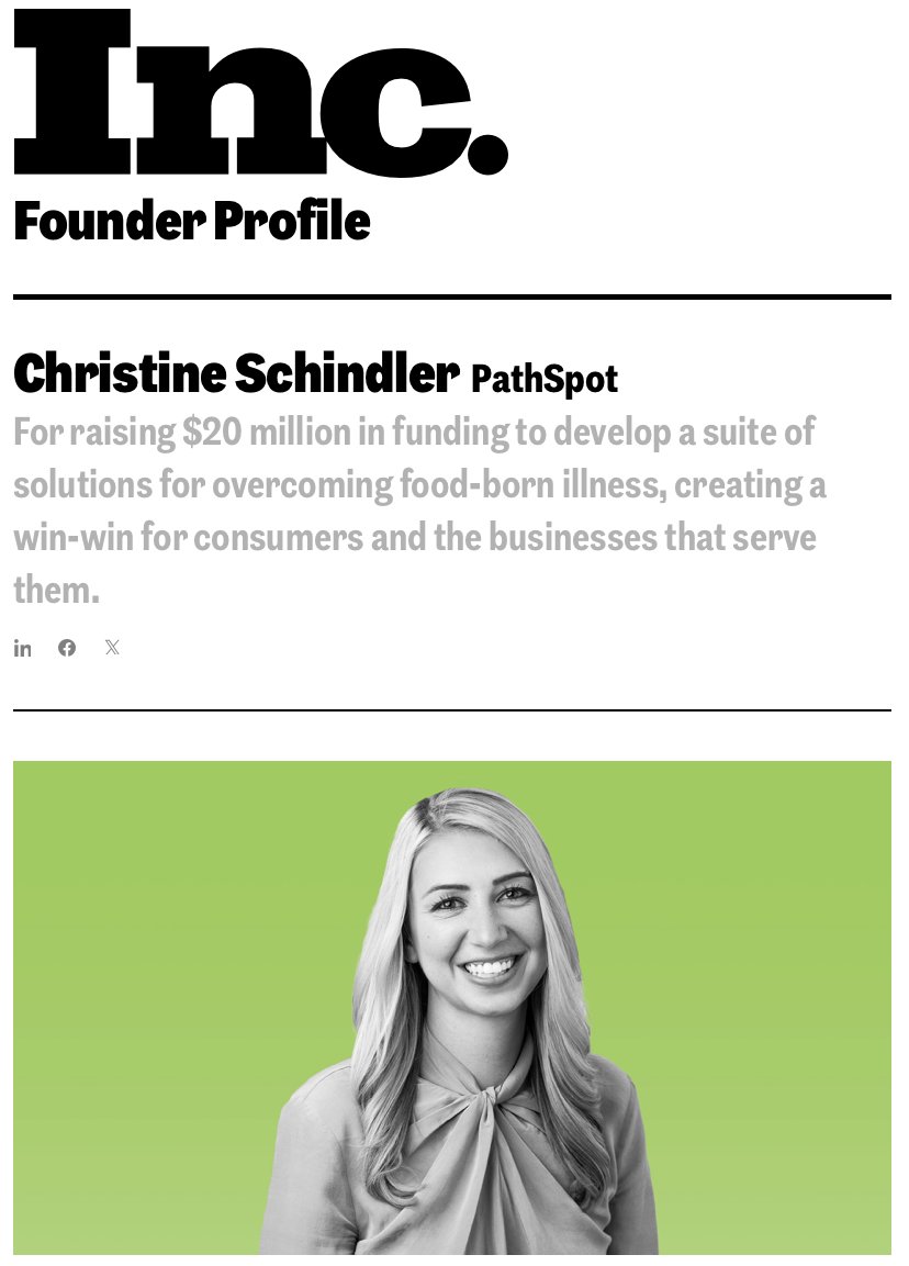 PathSpot (@pathspot) on Twitter photo We're thrilled to announce that our Co-founder and CEO, Christine Schindler, has been named to <a href="/Inc/">Inc.</a> Magazines Female Founders 500 list as a "Trendsetter"! As a leader she continues to push PathSpots mission to protect public health through innovation.
inc.com/profile/christ… We're thrilled to announce that our Co-founder and CEO, Christine Schindler, has been named to <a href="/Inc/">Inc.</a> Magazines Female Founders 500 list as a "Trendsetter"! As a leader she continues to push PathSpots mission to protect public health through innovation.
inc.com/profile/christ…