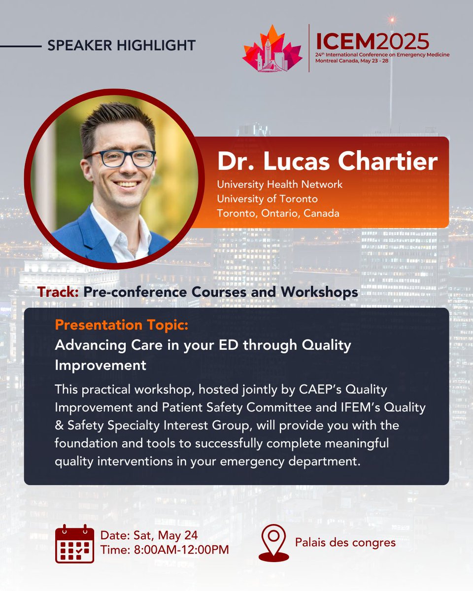 International Conference on Emergency Medicine (@icem2025) on Twitter photo #ICEM2025 has an incredible lineup of speakers from May 23-28. We're very excited to introduce them to you over the next few weeks:
Dr. Jennifer Bryan
Dr. Lucas Chartier <a href="/chartierlucas/">Lucas Chartier</a>
INNOVATION/ COLLABORATION/ EDUCATION/ MOTIVATION
icem2025.com #ICEM2025 has an incredible lineup of speakers from May 23-28. We're very excited to introduce them to you over the next few weeks:
Dr. Jennifer Bryan
Dr. Lucas Chartier <a href="/chartierlucas/">Lucas Chartier</a>
INNOVATION/ COLLABORATION/ EDUCATION/ MOTIVATION
icem2025.com