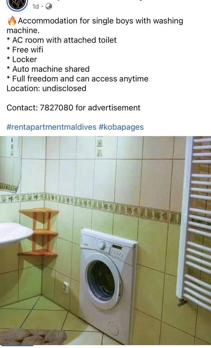 Accommodation for single boys with washing machine..