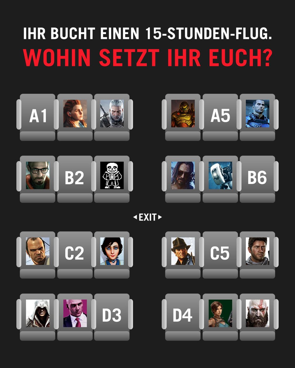 asusrogde's tweet photo. Wir sind gespannt, auf welchen Platz ihr euch setzen würdet. 🛩️

#Gaming #Games #GamingMemes #GamingCommunity #GamerChoice #ChooseYourSeat #ROGCommunity #FlyWithMe #GameCharacter #GamingLegends #WhoWouldYouChoose https://t.co/LhUYLFs6Bf