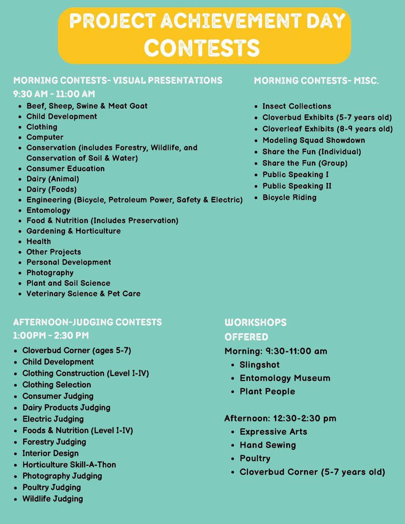 CalhounCoExt's tweet image. It is that time of year again!! The 4-H Project Achievement Day is just around the corner. Information is found on flyer below.
If you have any questions, call the office at 662-412-3177.

Link to register below
reg.extension.msstate.edu/s_reg/reg_regi…