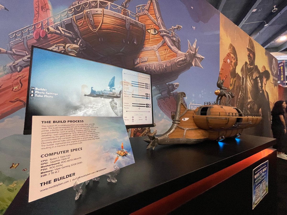Our last day at GDC is going to be a good one. Drop by the Snail Games booth to learn about airship construction in our new game Echoes of Elysium. btw... that airship on display is a custom PC you can win. #GDC2025