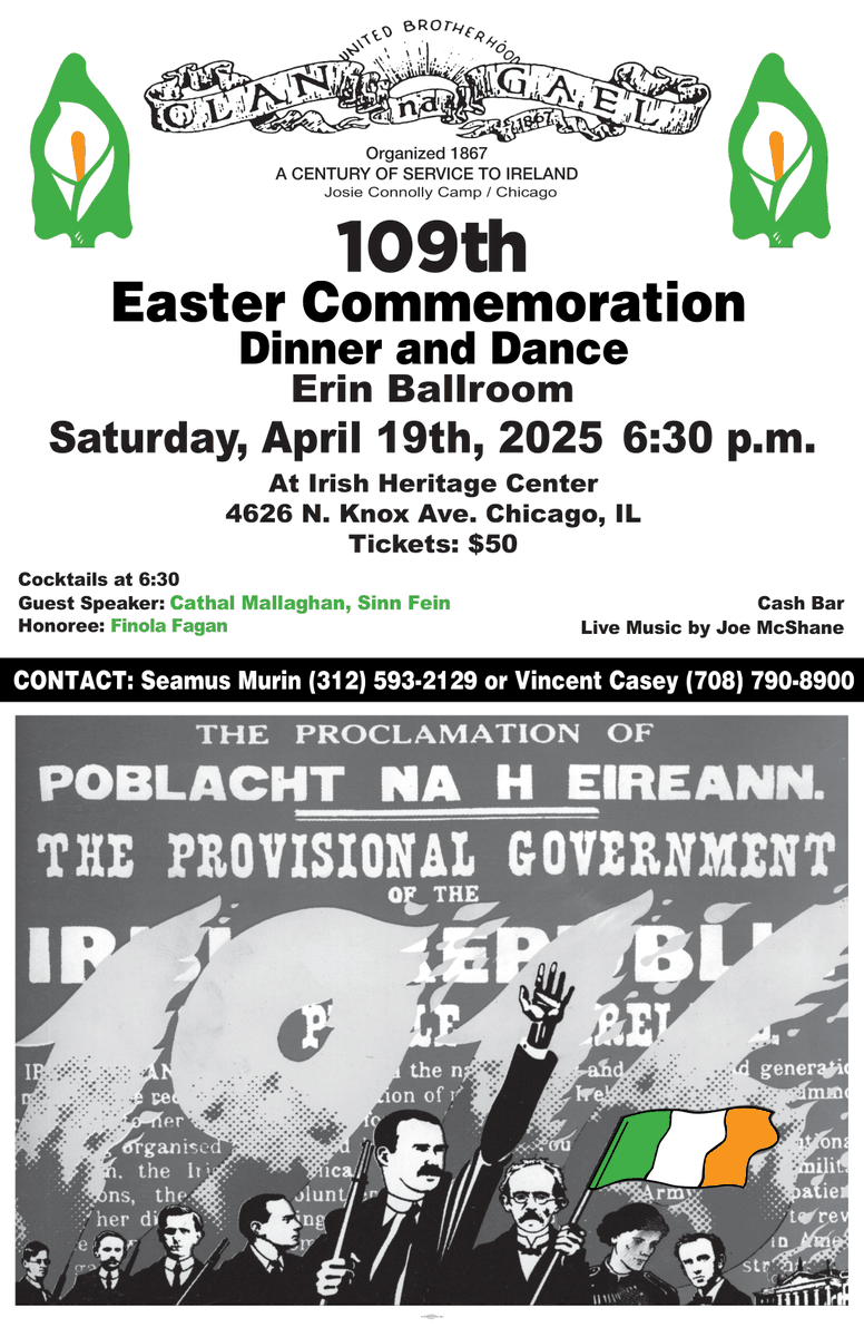 Friends of Sinn Féin USA (@fosfusa) on Twitter photo Chicago - join Sinn Féin MP <a href="/CathalMall/">Cathal Mallaghan MP</a> for the 109th Easter Commemoration Dinner and Dance on Saturday, April 19th. Call the numbers in the flyer for details and more information. Chicago - join Sinn Féin MP <a href="/CathalMall/">Cathal Mallaghan MP</a> for the 109th Easter Commemoration Dinner and Dance on Saturday, April 19th. Call the numbers in the flyer for details and more information.