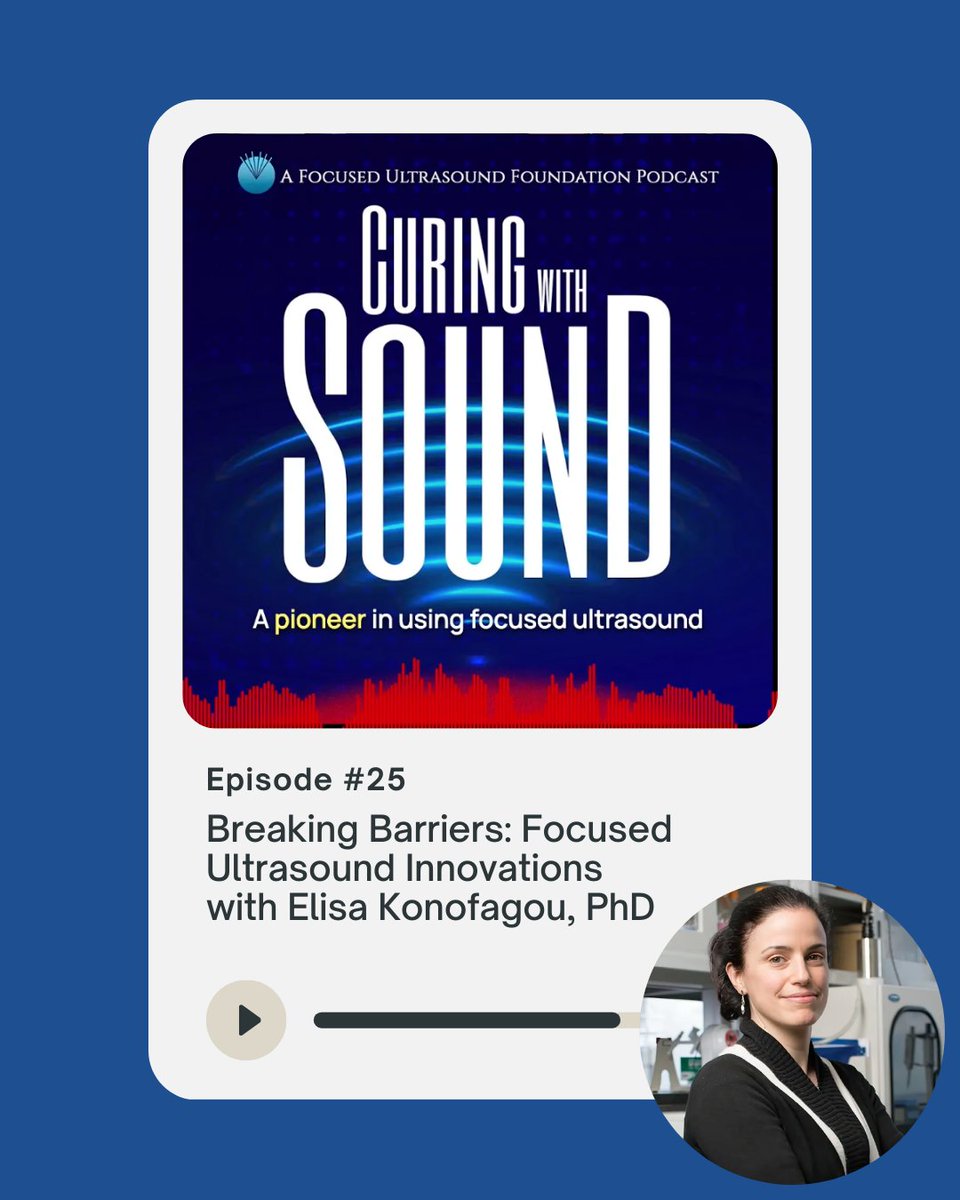 Columbia Neurosurgery (@columbianeuro) on Twitter photo The Curing with Sound podcast features Elisa Konofagou, PhD: 2024 Visionary Award Winner and trailblazer in @fusfoundation technology.
She has spent 25+ years developing innovative tools in partnership with <a href="/ColumbiaBME/">Columbia BME</a> & <a href="/ColumbiaMed/">Columbia Medicine</a>.
🔗 Listen now: bit.ly/4bEd9Zb The Curing with Sound podcast features Elisa Konofagou, PhD: 2024 Visionary Award Winner and trailblazer in @fusfoundation technology.
She has spent 25+ years developing innovative tools in partnership with <a href="/ColumbiaBME/">Columbia BME</a> & <a href="/ColumbiaMed/">Columbia Medicine</a>.
🔗 Listen now: bit.ly/4bEd9Zb