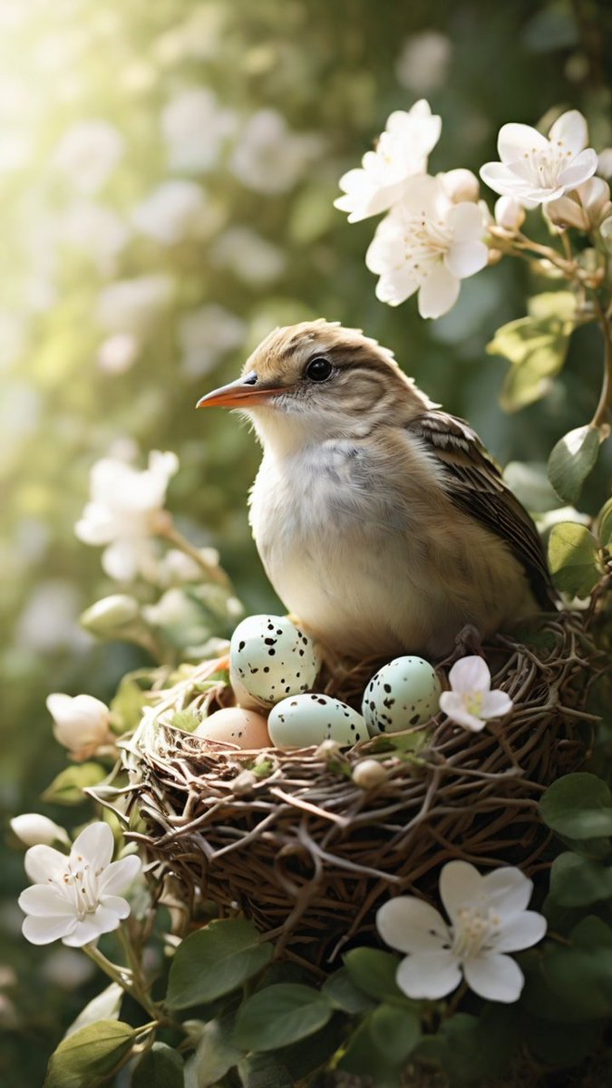 VTkachivskyi's tweet photo. #BirdAndNest #SpringAwakening #NatureBeauty #BloomingFlowers #GentleSunlight #PeacefulScene #WildlifeWonder #TinyEggs #LushGreenery #SereneNature https://t.co/AXAEti7fcb
