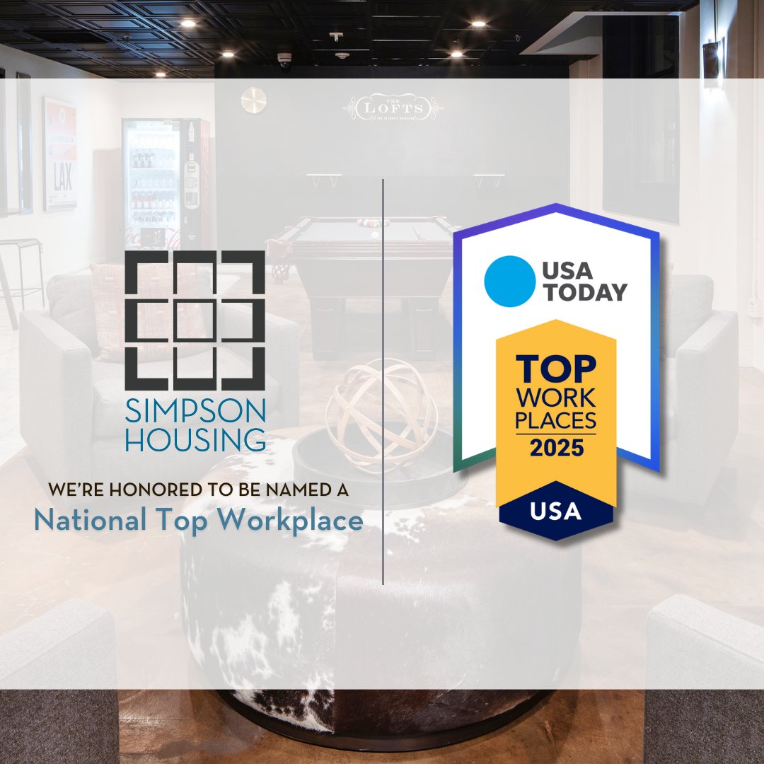 The Lofts at the Security Building Apartments (@theloftsapts) on Twitter photo For the 2nd year in a row, <a href="/HousingSimpson/">Simpson Housing</a> is a 2025 USA Today Top Workplace! 🎉
This award is based on employee feedback, and with 42,000+ organizations invited, we’re proud to be among the best! #TopWorkplaces 🔗 Explore careers: simpsonpropertygroup.com/careers For the 2nd year in a row, <a href="/HousingSimpson/">Simpson Housing</a> is a 2025 USA Today Top Workplace! 🎉
This award is based on employee feedback, and with 42,000+ organizations invited, we’re proud to be among the best! #TopWorkplaces 🔗 Explore careers: simpsonpropertygroup.com/careers