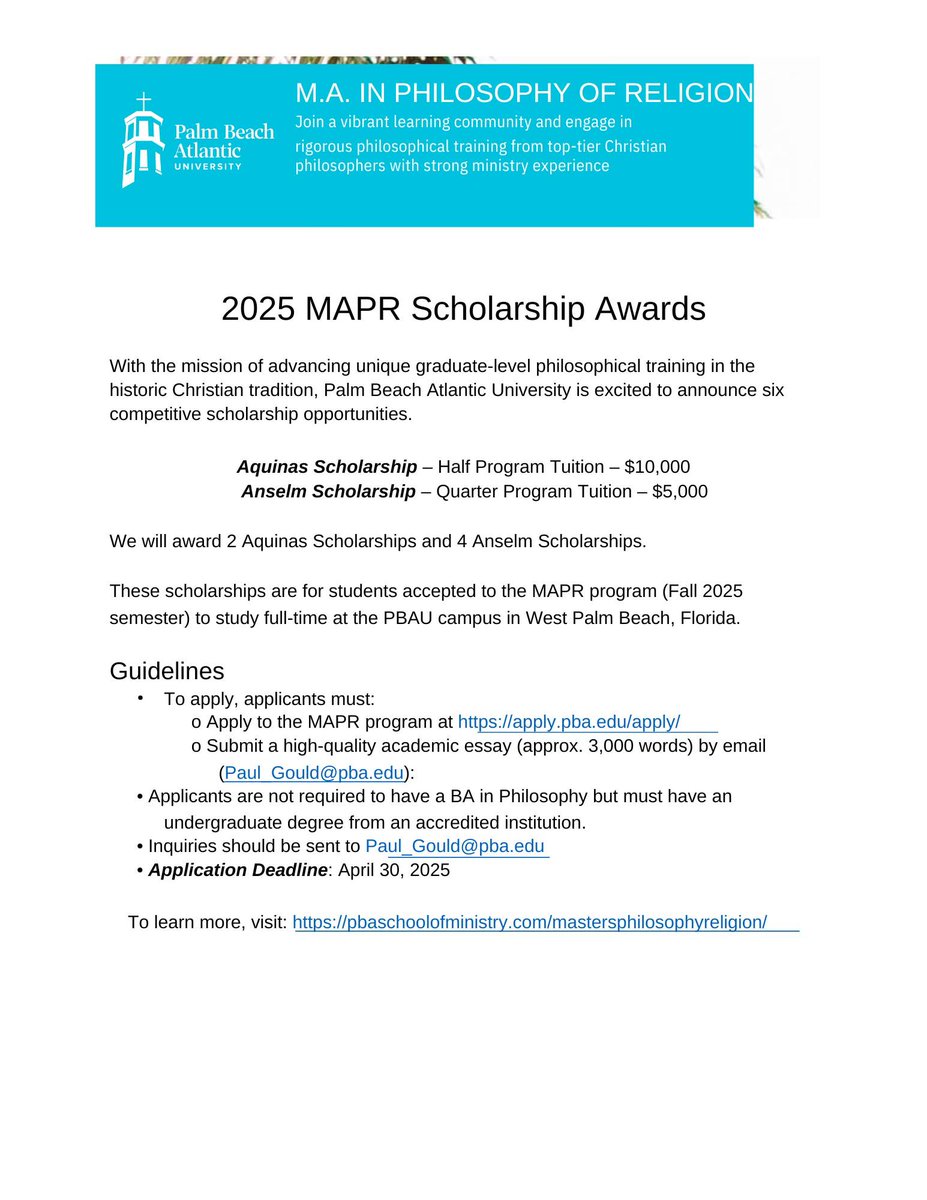 Paul Copan (@drpaulcopan) on Twitter photo Hi, all! Study philosophy w/ us in Palm Beach Atlantic's MA Philosophy of Religion Program (<a href="/pba_mapr/">PBA's MA in Philosophy of Religion Program</a>). *Special fall scholarship* awards available! <a href="/paulmgould/">Paul Gould</a>, <a href="/BRickabaugh/">Brandon Rickabaugh</a> & I teach in a unique program (public philosophy, cultural engagement). Good things are happening here! Hi, all! Study philosophy w/ us in Palm Beach Atlantic's MA Philosophy of Religion Program (<a href="/pba_mapr/">PBA's MA in Philosophy of Religion Program</a>). *Special fall scholarship* awards available! <a href="/paulmgould/">Paul Gould</a>, <a href="/BRickabaugh/">Brandon Rickabaugh</a> & I teach in a unique program (public philosophy, cultural engagement). Good things are happening here!