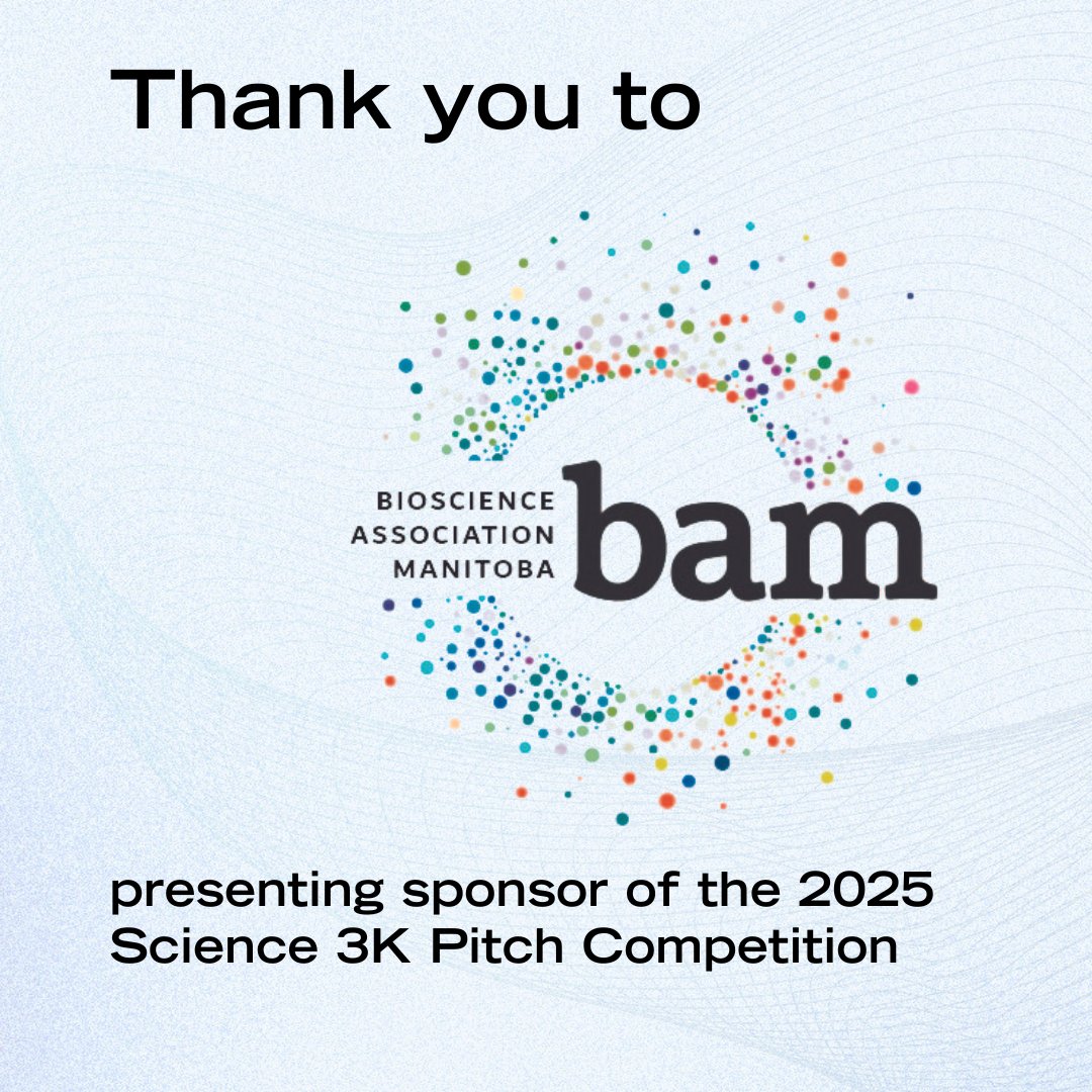 UManitoba Science (@umanitobasci) on Twitter photo We are incredibly grateful to the Bioscience Association Manitoba (BAM) BioscienceMB for serving as the presenting sponsor of the 2025 Science 3K Pitch Competition. Your support is essential to the success of this event. 🌟
Be sure to secure your spot, …ce-3k-pitch-competition.eventbrite.ca/?aff=socials We are incredibly grateful to the Bioscience Association Manitoba (BAM) BioscienceMB for serving as the presenting sponsor of the 2025 Science 3K Pitch Competition. Your support is essential to the success of this event. 🌟
Be sure to secure your spot, …ce-3k-pitch-competition.eventbrite.ca/?aff=socials