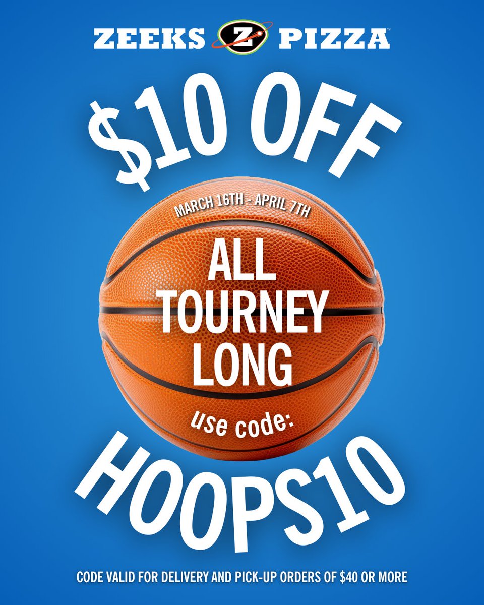 Order 🍕 for the win while you watch the tourney. Use code HOOPS10 to save $10. Delivery &amp; pick-up orders of $40 or more ($30 post discount).⁠
Good luck with your bracket!