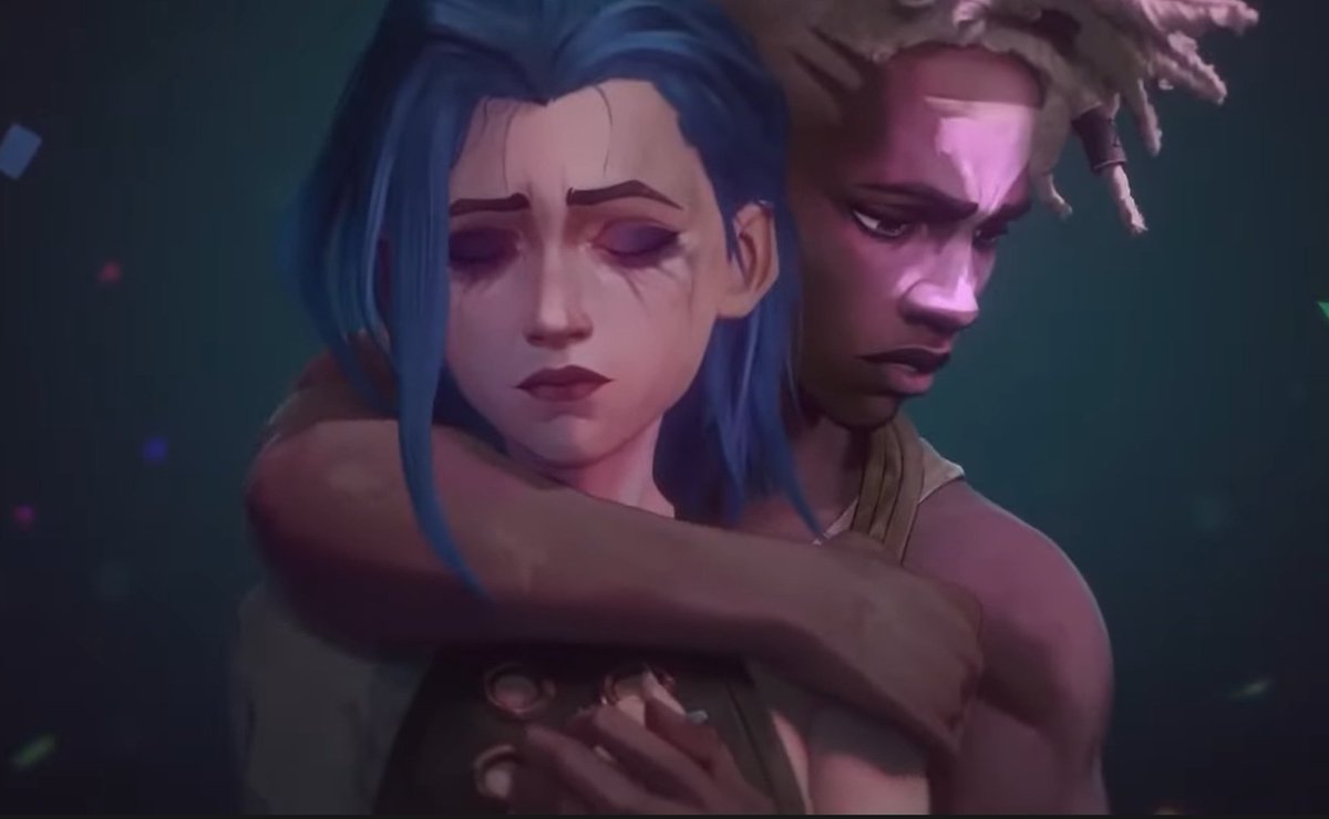 hairyvictor's tweet photo. THE WAY EVERYTHING LIGHTS UP WHEN HE HUGS HER...AND HER LITTLE LOOK OF CONTENT OMGGG #TimeBomb #Jinx #Ekko https://t.co/Api5t8LRWC