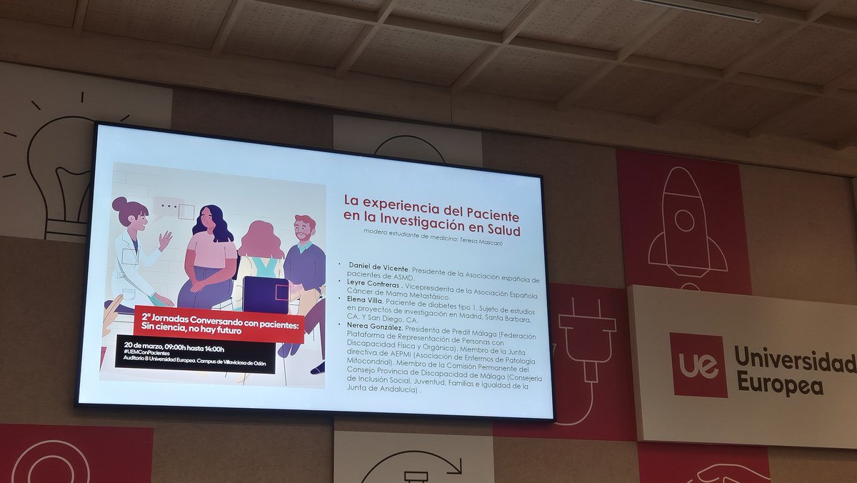 Hoy hemos participado en la 2da Jornadas de "Hablando con Pacientes: Sin Ciencia No Hay Futuro" organizadas por la Universidad Europea Gracias Pedro Soriano por invitarnos a participar.