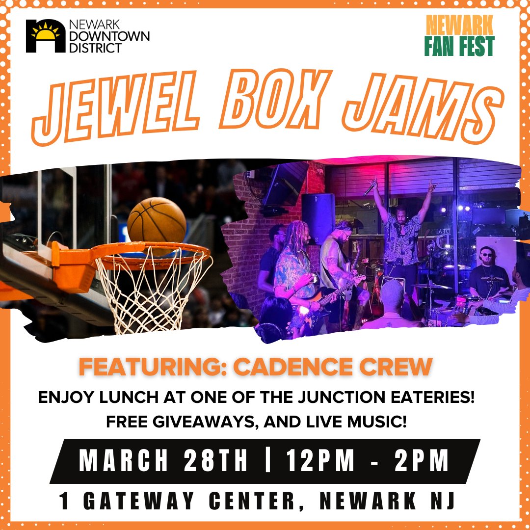 NDD is excited to celebrate the National College Basketball Playoffs coming to Newark with our Jewel Box Jams event! 🏀 Stop by during your lunch to enjoy the musical talents of Cadence Crew.

🗓️ March 28th 
🕒 12 PM - 2 PM
🎟️ FREE
📍Jewel Box, Gateway Junction | 1 Gateway Center