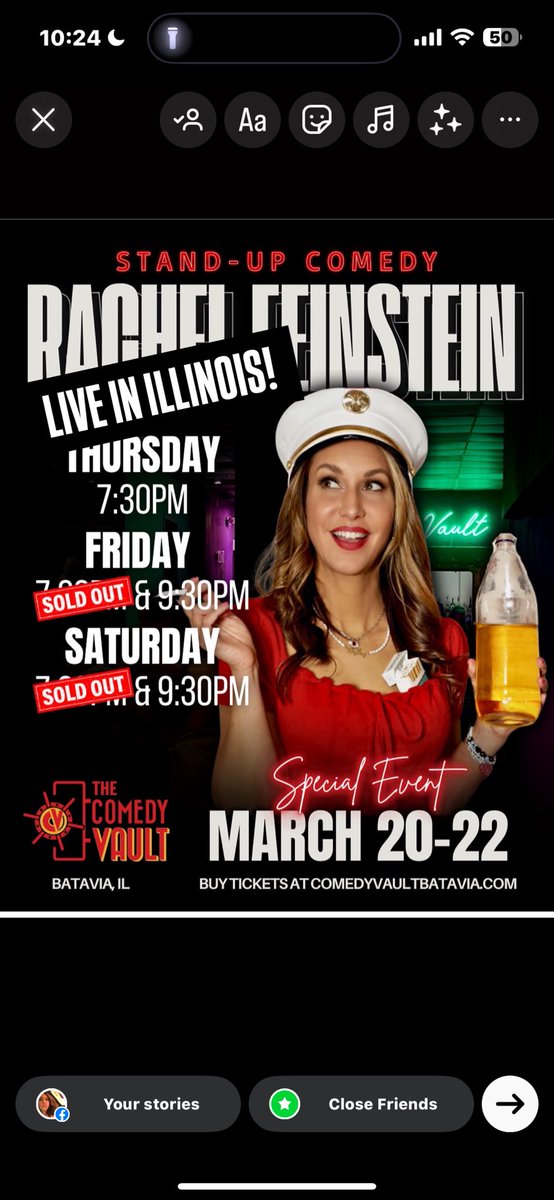Live in ILLINOIS! TNT-Sat! Early shows sold out, late show about to on Friday! Tell me what restaurants to feed at! comedyvaultbatavia.com/events/101181