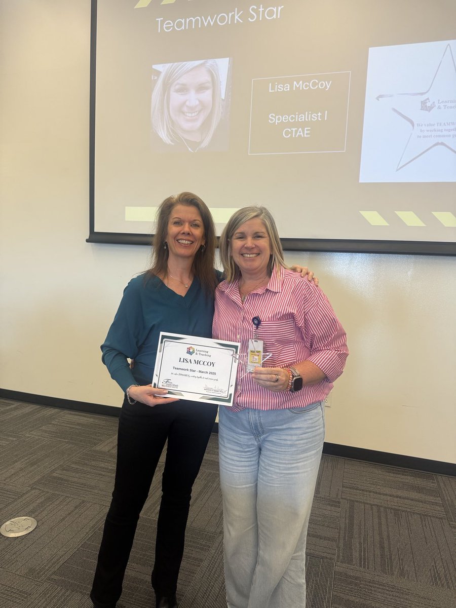 Congratulations to Lisa McCoy for earning the Learning &amp; Teaching Dept.’s Teamwork Star for March! Lisa goes above and beyond to support our team with patience, expertise and positivity. Well deserved! ⁦<a href="/BFGaskins/">Brannon F. Gaskins</a>⁩ ⁦<a href="/FultonCoSchools/">FultonCountySchools</a>⁩