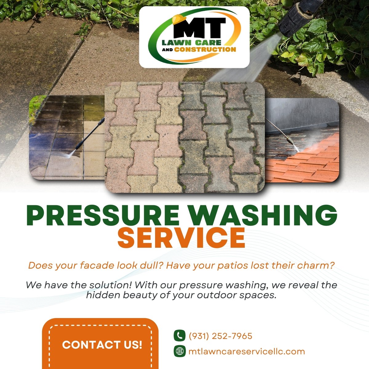 mtlawancare's tweet photo. Renew the look of your home or business with MT Lawn Care Service LLC. Our professional pressure washing service removes dirt and protects your spaces, enhancing their beauty and functionality.

🌐 https://t.co/4MNk9pgjxT
#painting #PressureWashing #Tree #Landscaping #Drywall https://t.co/FaUf8veIub