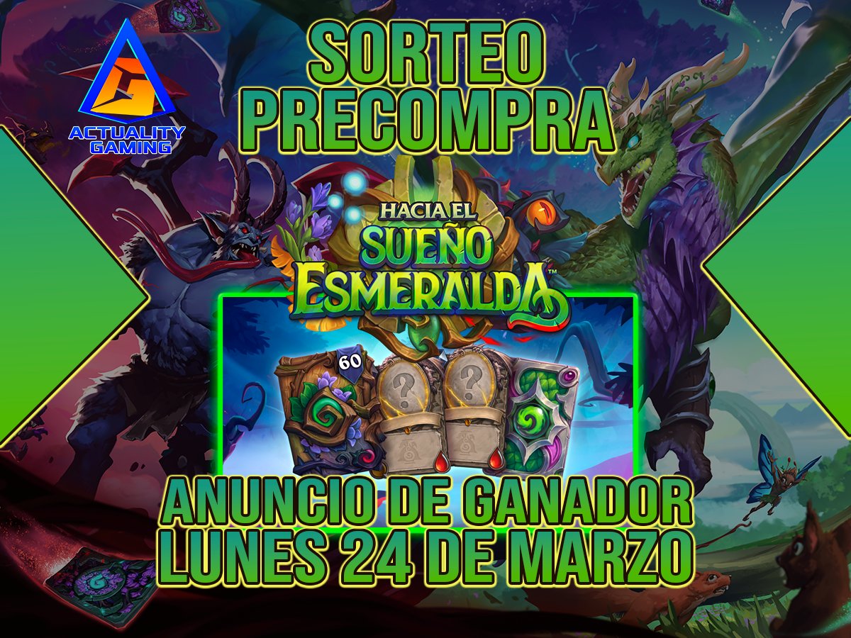 Actuality Gaming (@actuality_gamin) on Twitter photo 🚨SORTEO🚨
Gracias a <a href="/PlayHSLATAM/">Hearthstone LATAM</a> tenemos SORTEO
Para participar
🔄Like y Retweet
➡️Seguirnos aquí y en Youtube.com/@ActualityGami…
➡️Menciona tu Dios Salvaje Legendario favorito
➡️Ganador Lunes 24
#PlayHearthstone
#HaciaelSueñoEsmeralda
#HSLatam
Instagram.com/hearthstonelat… 🚨SORTEO🚨
Gracias a <a href="/PlayHSLATAM/">Hearthstone LATAM</a> tenemos SORTEO
Para participar
🔄Like y Retweet
➡️Seguirnos aquí y en Youtube.com/@ActualityGami…
➡️Menciona tu Dios Salvaje Legendario favorito
➡️Ganador Lunes 24
#PlayHearthstone
#HaciaelSueñoEsmeralda
#HSLatam
Instagram.com/hearthstonelat…