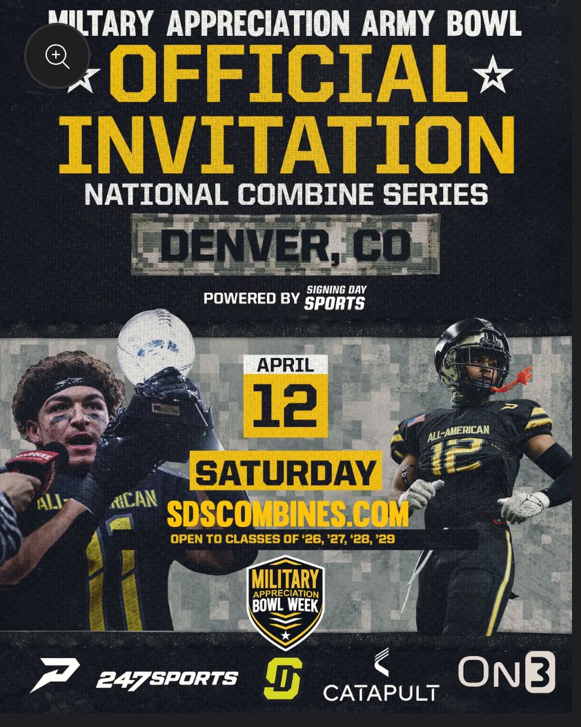 Thank you for the invitation <a href="/CoachTylerFunk/">Tyler Funk</a> <a href="/ArmyBowlCombine/">USArmyBowlCombine</a>