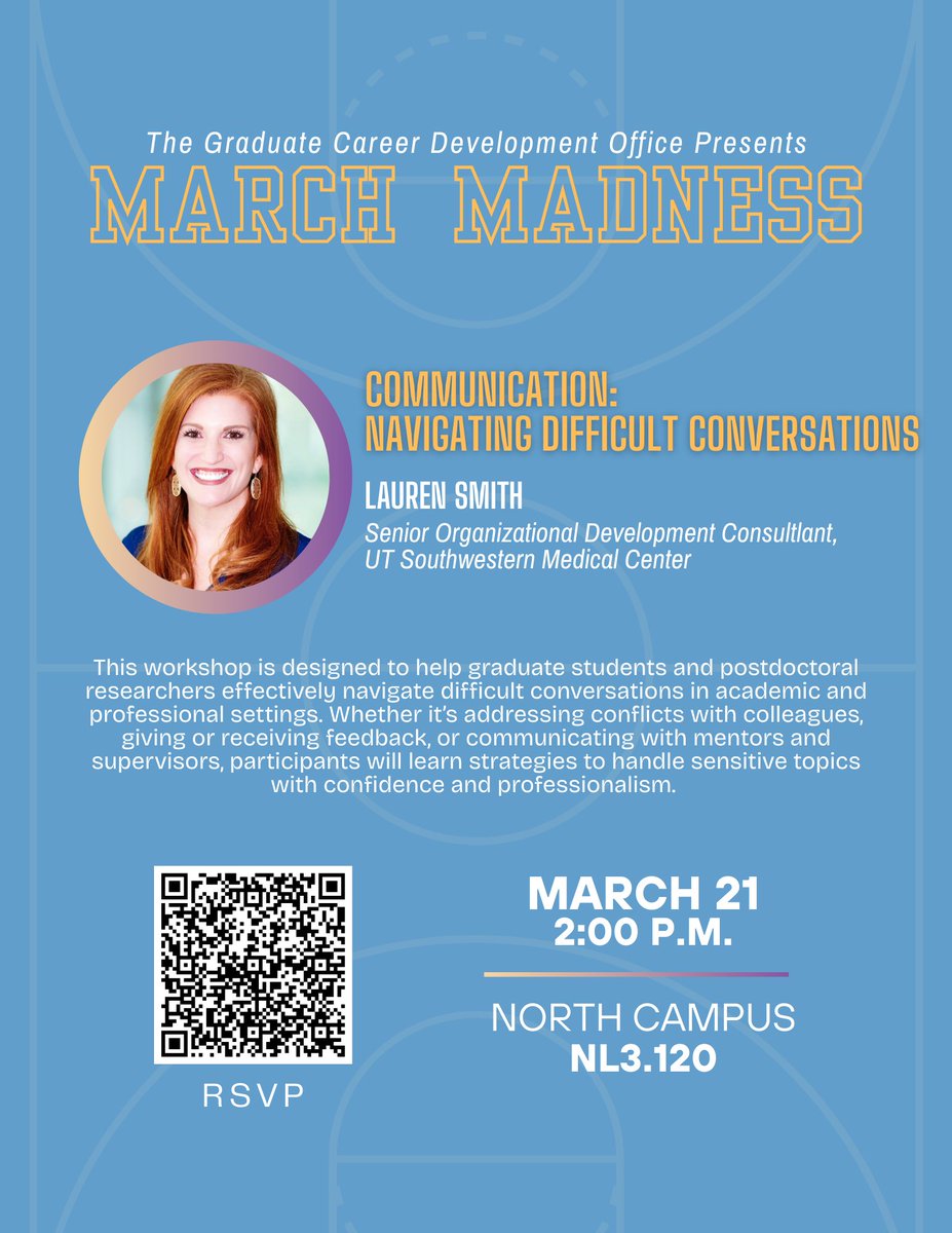 Join the GCD Office for the next installment of our March Madness Series - Communication: Navigating Difficult Conversations. This lecture will provide critical skills to navigate any difficult conversation. You won't want to miss this one! RSVP at bit.ly/4kFGdDE