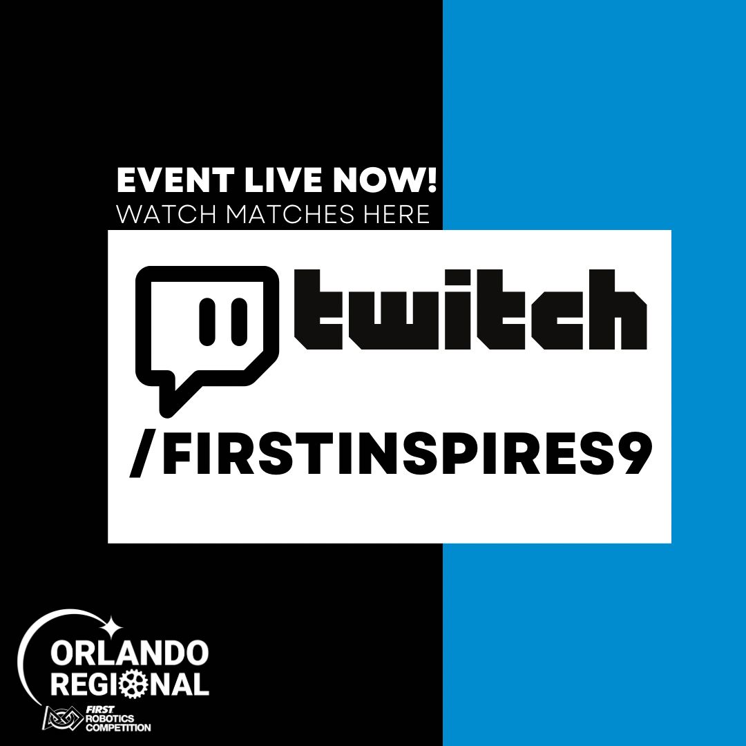 We’re LIVE from the Orlando FRC Regional! 
The action is happening NOW—watch as teams compete, innovate, and inspire in this epic display of STEM, teamwork, and robotics!
📺 Tune in LIVE: twitch.tv/firstinspires9

#OrlandoFRC #FIRSTRobotics #FIRSTinFlorida #OrlandoSTEM #Reefscape