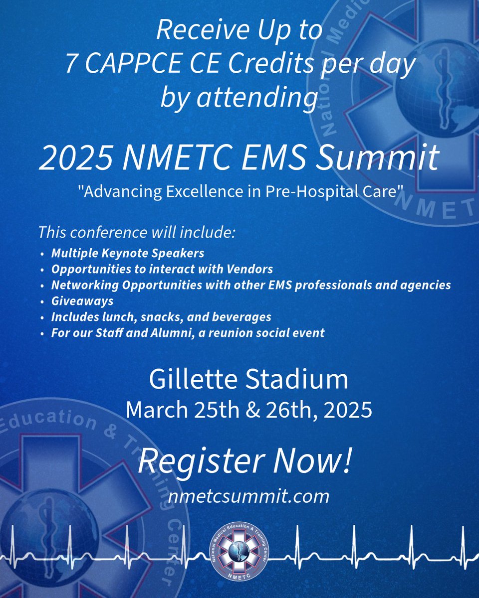 Don't miss out on this incredible opportunity to hear top experts speak on current EMS topics.⁠ ⁠
⁠
Get your tickets today at nmetcsummit.com!⁠ ⁠ ⁠
⁠
#NMETCSummit #EMS #RegisterNow