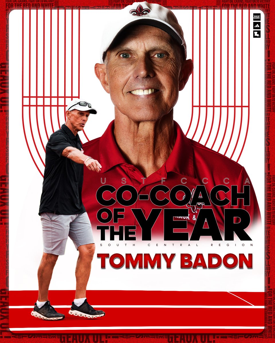 RaginCajunsTRK's tweet photo. 𝐌𝐎𝐑𝐄 𝐀𝐂𝐂𝐎𝐋𝐀𝐃𝐄𝐒 for @tbadon4486 after being named the @USTFCCCA South Central Region Co-Coach of the Year 🏆

#GeauxCajuns https://t.co/hBRuBuxVeI