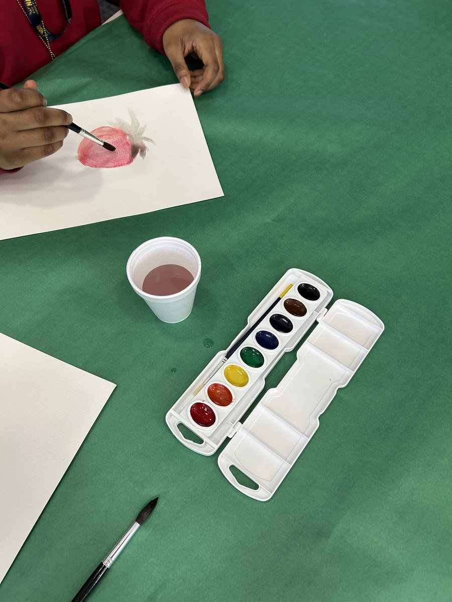 LibraryODMS's tweet image. Watercolor @ ODMS Late Library! @Alief_Libraries @ODMSMustangs