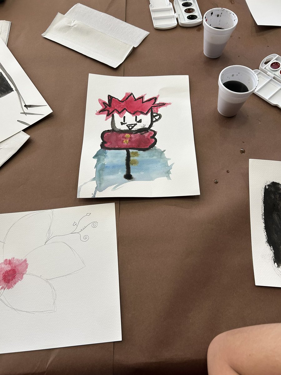 LibraryODMS's tweet image. Watercolor @ ODMS Late Library! @Alief_Libraries @ODMSMustangs