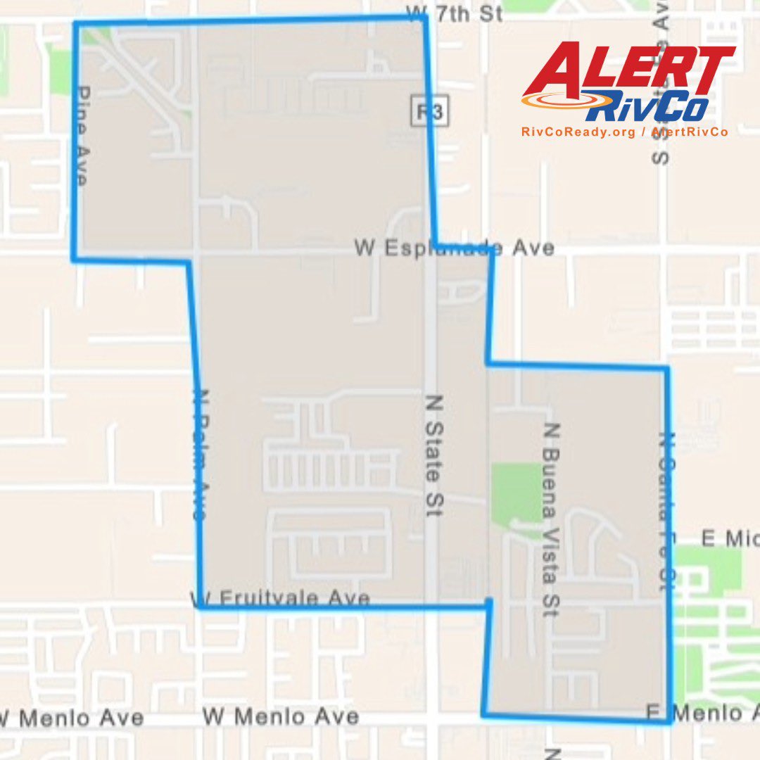 RivCoReady's tweet image. A gas leak has been reported in the City of San Jacinto, and an EVACUATION ORDER has been issued for the following area:
South of Seventh Street
West of Santa Fe Avenue
East of Palm Avenue
North of Fruitvale Avenue
A Reception and Care Center is open at Tahquitz High School (4425…