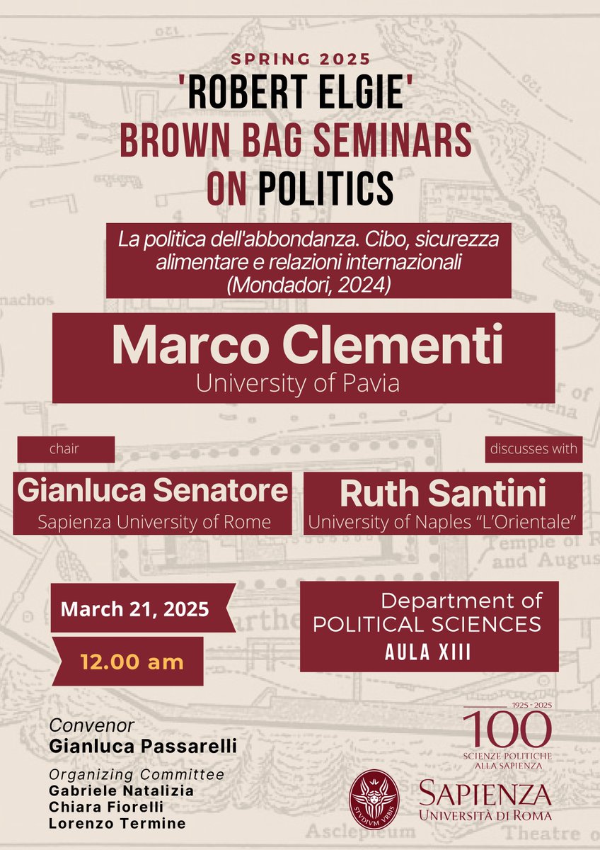 Gabriele Natalizia (@g_natalizia) on Twitter photo 🔴Oggi al <a href="/DiSpSapienza/">DiSp Sapienza</a> Aula XIII, h. 12.00
📚La politica dell'abbondanza. Cibo, sicurezza alimentare e relazioni internazionali
🗣️Ne parliamo all'interno dei <a href="/BagSapienza/">'Robert Elgie' Brown Bag Seminars Sapienza</a> con Marco Clementi <a href="/unipv/">Università di Pavia</a> <a href="/ruthsantini/">Ruth Hanau Santini</a> Gianluca Senatore <a href="/SapienzaRoma/">Sapienza Università di Roma</a> <a href="/Geopoliticainfo/">Geopolitica.info</a> 🔴Oggi al <a href="/DiSpSapienza/">DiSp Sapienza</a> Aula XIII, h. 12.00
📚La politica dell'abbondanza. Cibo, sicurezza alimentare e relazioni internazionali
🗣️Ne parliamo all'interno dei <a href="/BagSapienza/">'Robert Elgie' Brown Bag Seminars Sapienza</a> con Marco Clementi <a href="/unipv/">Università di Pavia</a> <a href="/ruthsantini/">Ruth Hanau Santini</a> Gianluca Senatore <a href="/SapienzaRoma/">Sapienza Università di Roma</a> <a href="/Geopoliticainfo/">Geopolitica.info</a>