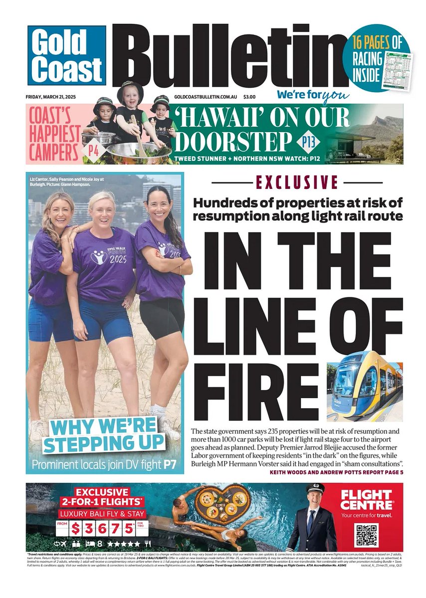 🇦🇺 In The Line Of Fire

▫The state government has revealed that more than 200 properties are at risk of resumption along the light rail stage four route as it launches community consultation as part of its review of project
▫<a href="/keithjwoods/">Keith Woods 🇦🇺 🇺🇦</a> <a href="/GCS_Pottsy/">Andrew Potts</a> 

#frontpagestoday