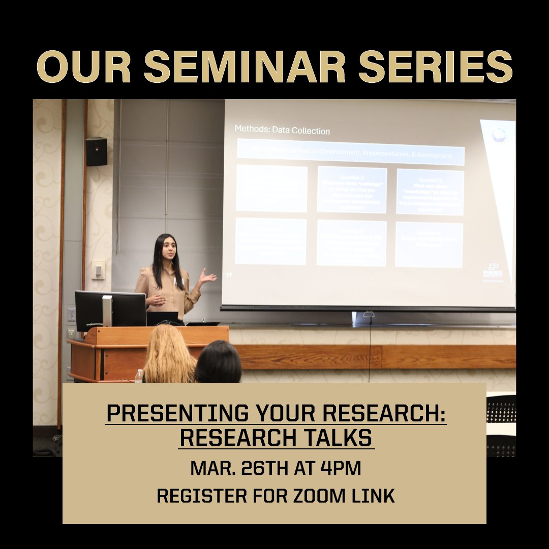 Purdue Undergraduate Research (@purdueour) on Twitter photo Students are invited to join us virtually on March 26th at 4PM for a seminar to learn best practices for delivering research talks. Learn to engage your audience and refine your presentation skills. 📝Register here: purdue-edu.zoom.us/meeting/regist… Students are invited to join us virtually on March 26th at 4PM for a seminar to learn best practices for delivering research talks. Learn to engage your audience and refine your presentation skills. 📝Register here: purdue-edu.zoom.us/meeting/regist…