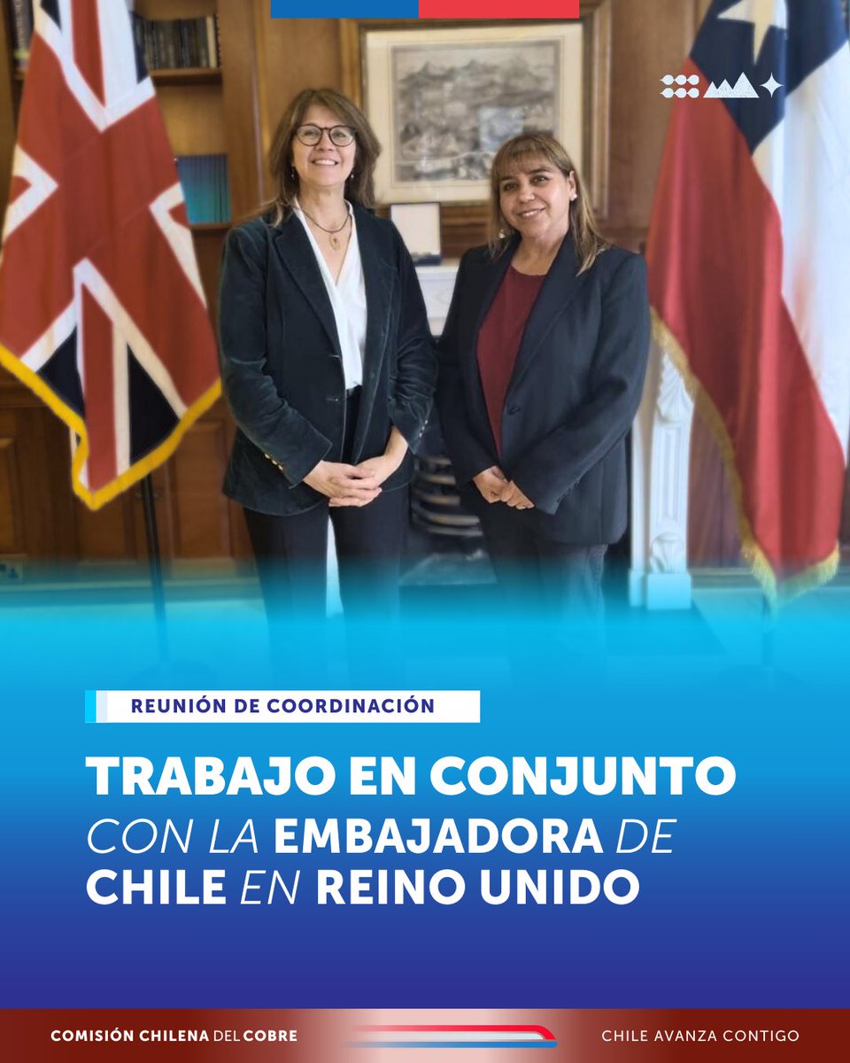 Nuestra vicepresidenta ejecutiva (s), Claudia Rodríguez, se reunió con la embajadora de Chile en Reino Unido, Ximena Fuentes, para conversar sobre el estado actual de la minería en el país.