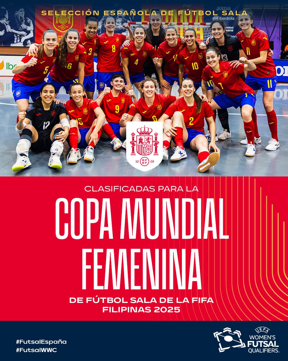 🍾 ¡𝗖𝗟𝗔𝗦𝗜𝗙𝗜𝗖𝗔𝗗𝗔𝗦 𝗣𝗔𝗥𝗔 𝗘𝗟 𝗠𝗨𝗡𝗗𝗜𝗔𝗟!

 🇵🇭 España estará el Filipinas

#FutsalEspaña