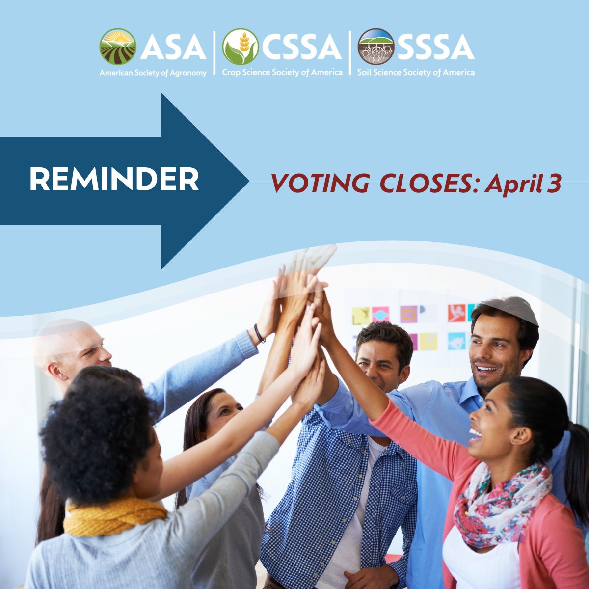 ASA_CSSA_SSSA's tweet image. Have you voted? Don&apos;t wait, vote before the April 3 deadline. You have two weeks left to make a difference. Cast your vote: ow.ly/GRQz50VaXQw 

#VotingMatters #TransformationalChange #YourVoteCounts #MemberBenefits #Participate