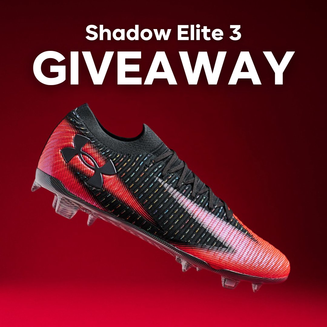 One lucky winner can get their hands on a pair of Under Armour Shadow Elite 3 ⚽️ Here's how to enter:

♥️ Like this post &amp; follow <a href="/footydotcom/">FOOTY.COM</a>.
🔁 Retweet this post.
💬 Comment your UK shoe size.