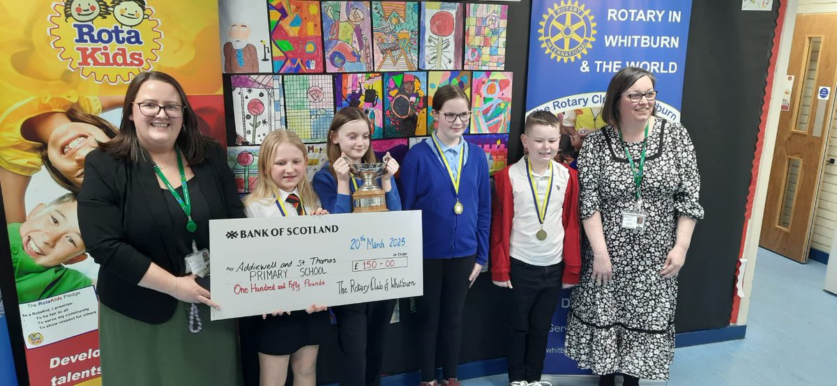 Well done to our #AddiewellCombinedSchools team at tonight’s Rotary quiz!

Champions 🏆

 <a href="/AddiewellPS/">Addiewell Primary and Early Years</a> and <a href="/wlStThomas/">St. Thomas'</a> - two small schools and one big learning community! 

<a href="/WL_Equity/">WL Equity</a> <a href="/LoveWestLothian/">West Lothian Council</a> 

🖤❤️💛💙
