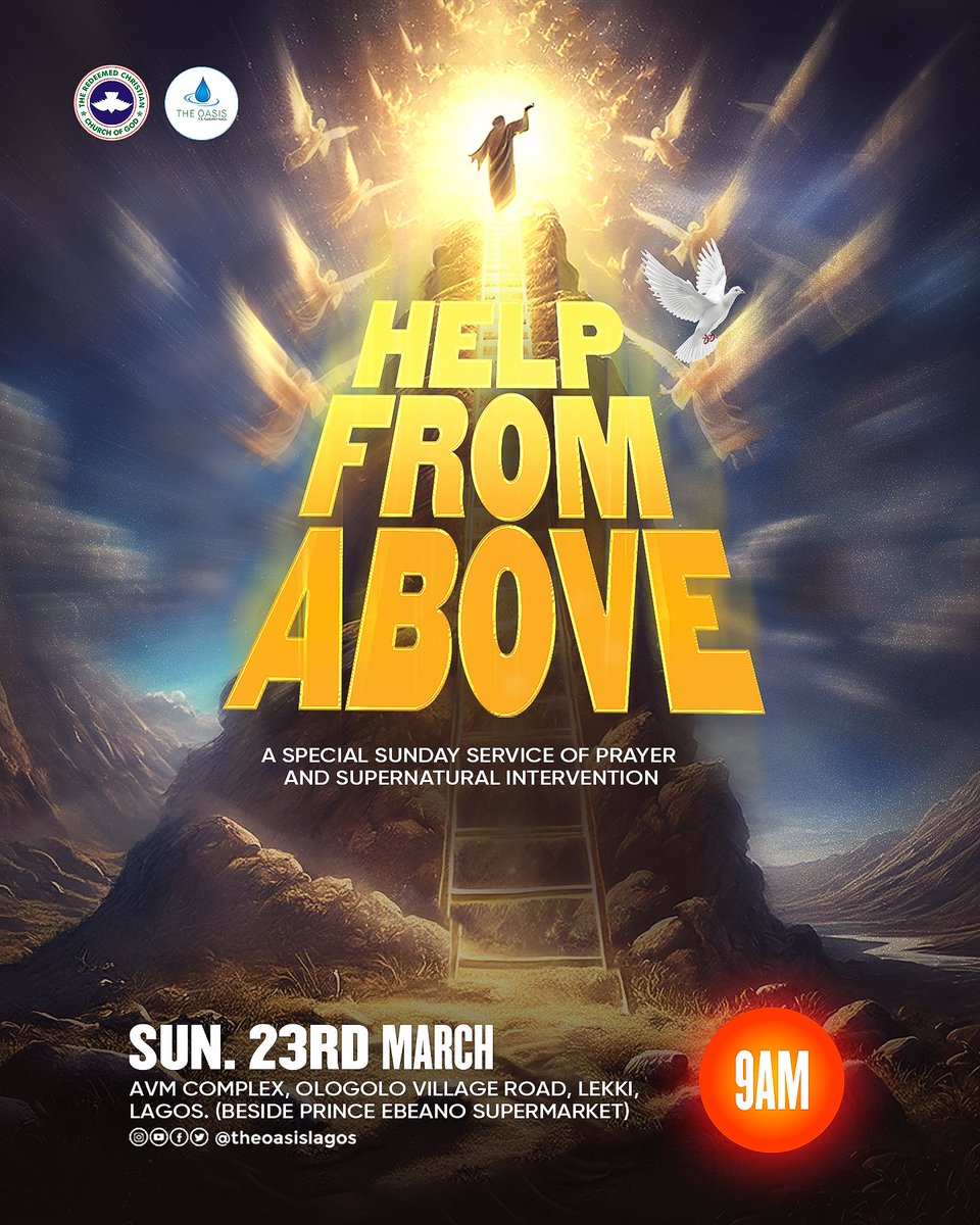 "God is our refuge and strength, a very present help in trouble." - Psalm 46:1 [KJV]

Please join us this Sunday at 9:00AM for a Special Sunday Service of Prayer and Supernatural Intervention themed HELP FROM ABOVE. 🤲🏼🔥

⏰ TIME : 09:00 AM (Sunday School starts at 8:00 AM)