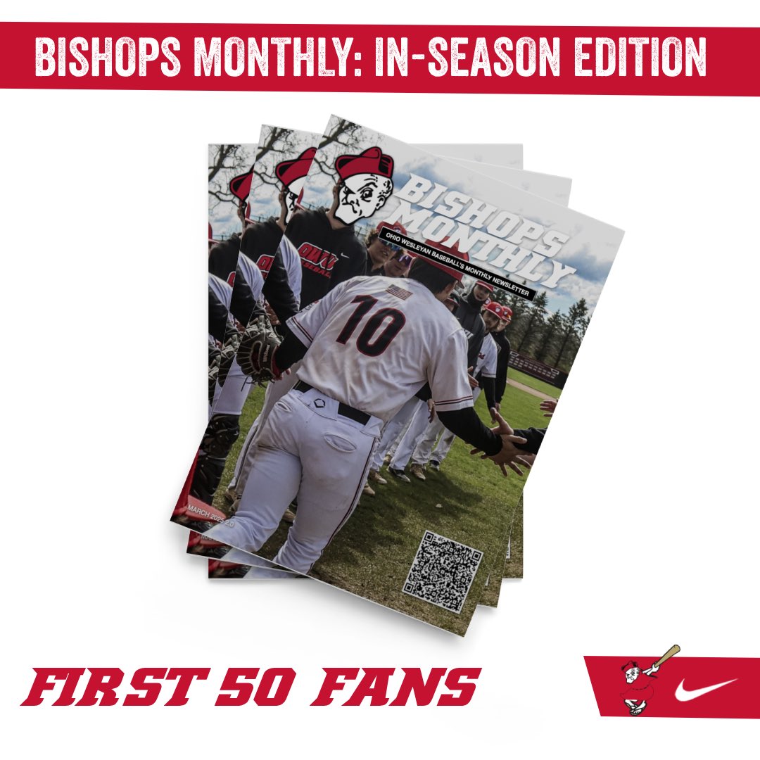OWU_Baseball's tweet photo. ‘Shops are back at home this Saturday! 

The first 50 fans at Littick Field will receive an in-season edition of our baseball newsletter, Bishops Monthly, that includes schedule, rosters and up-to-date program information on the 2025 season #RollShops https://t.co/KpUtfthsIJ