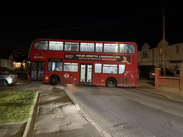This is a bus pictured in a post on Facebook this evening doing a U-turn in Front Lane, Upminster RM14, which is not wide enough for this. It is probably a route 248 off of its route.  <a href="/TfL/">TfL</a> please investigate why it did this?
