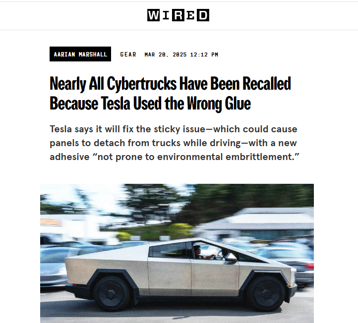 In case you'd been wondering why Musk is trying to dismantle every agency that could enforce buyers' protections and safety requirements, this is the eighth Cybertruck recall in 15 months.
