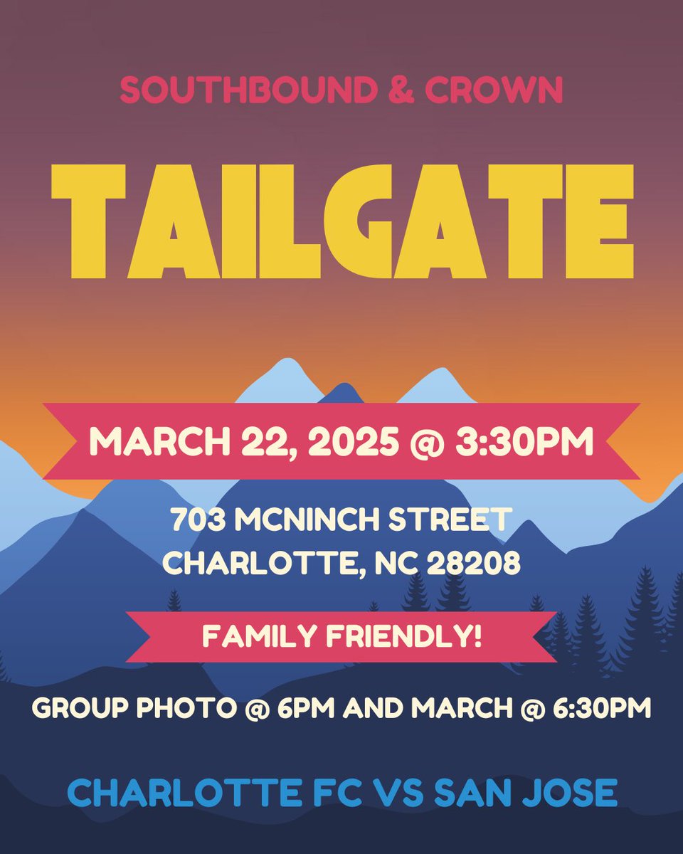 Game day starts at the Southbound &amp; Crown Tailgate!🔥🍔🌭 

Join us this Saturday before Charlotte FC battles San Jose. Good food, great vibes, and the best fans in the league. 

Meal tickets available on-site (cashless only).

💙⚽ #CLTFCTailgate #ForTheCrown